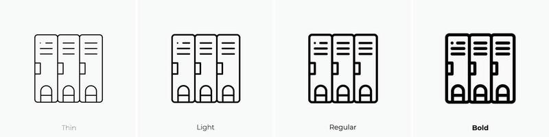 armario icono. delgado, luz, regular y negrita estilo diseño aislado en blanco antecedentes vector