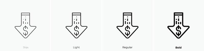 pérdidas icono. delgado, luz, regular y negrita estilo diseño aislado en blanco antecedentes vector