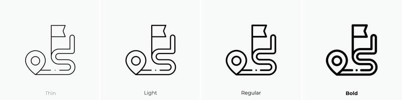 location icon. Thin, Light, Regular And Bold style design isolated on white background vector