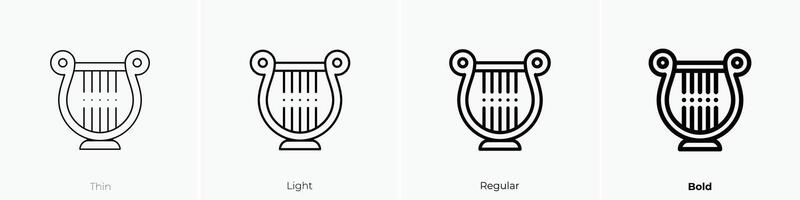 lyre icon. Thin, Light, Regular And Bold style design isolated on white background vector