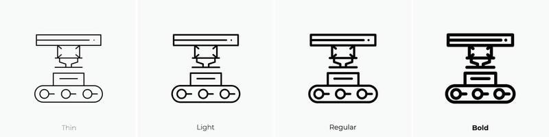machinery icon. Thin, Light, Regular And Bold style design isolated on white background vector