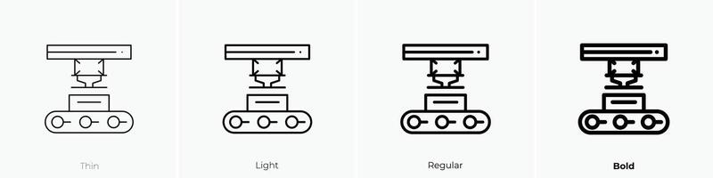 maquinaria icono. delgado, luz, regular y negrita estilo diseño aislado en blanco antecedentes vector