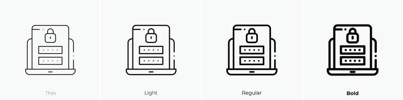 iniciar sesión icono. delgado, luz, regular y negrita estilo diseño aislado en blanco antecedentes vector