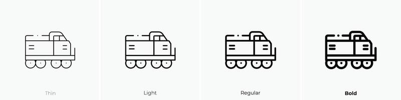 locomotora icono. delgado, luz, regular y negrita estilo diseño aislado en blanco antecedentes vector