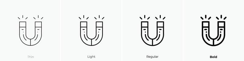 magnet icon. Thin, Light, Regular And Bold style design isolated on white background vector