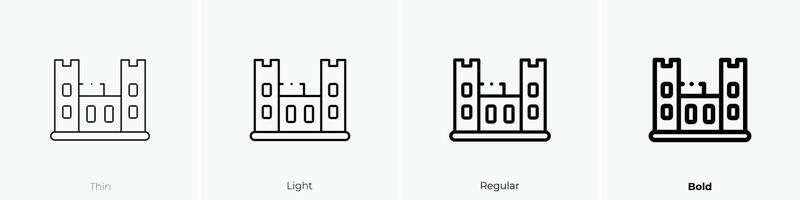 malahide castillo icono. delgado, luz, regular y negrita estilo diseño aislado en blanco antecedentes vector