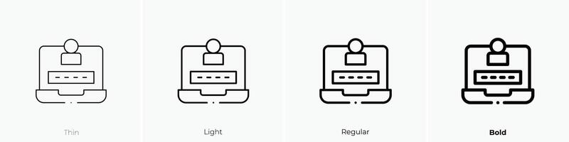 iniciar sesión icono. delgado, luz, regular y negrita estilo diseño aislado en blanco antecedentes vector