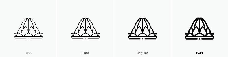 loto templo icono. delgado, luz, regular y negrita estilo diseño aislado en blanco antecedentes vector