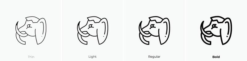 mammoth icon. Thin, Light, Regular And Bold style design isolated on white background vector