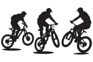 bicyclist silhouettes white background vector