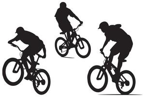 bicyclist silhouettes white background vector