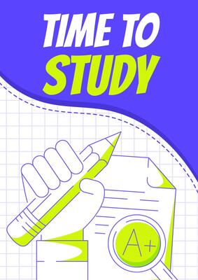 Pencil in hand, sheet of paper with high score. Time to study, back to school, education, learning concept. Minimalist poster, a4 format. For banner, cover, web. Checkered background