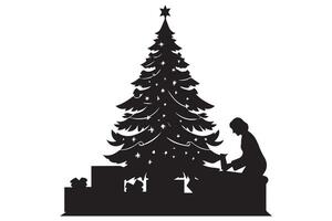 Navidad árbol silueta con regalos Pro diseño vector