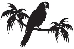 Black silhouette set of parrot on a white background free design vector