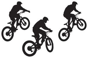 bicyclist silhouettes white background vector