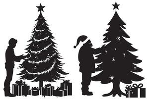 Christmas tree silhouette with gifts pro design vector