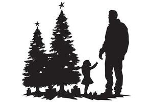 Christmas tree with gifts silhouette design isolated vector