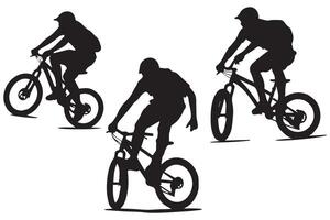 bicyclist silhouettes white background vector