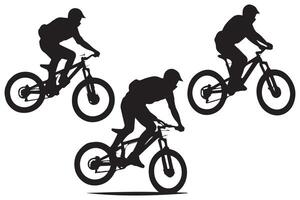 bicyclist silhouettes white background vector