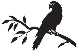 Black silhouette set of parrot on a white background free design vector