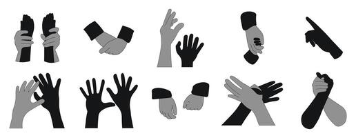 Different hand gestures set. Signs expressed by adults and children. Flat illustrations isolated on white background vector