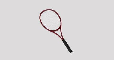 Rotating 3d tennis racquet on transparent alpha background - seamless loop video