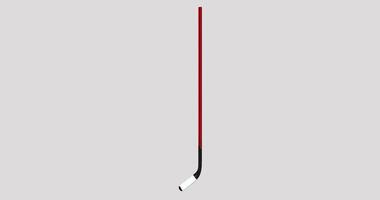 Rotating 3d ice hockey stick on transparent alpha background - seamless loop video