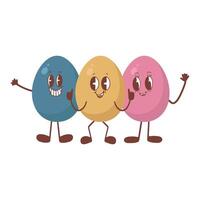 Set of eggs in Kawaii style illustration vector