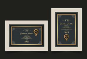 Elegant dark graduation invitation template vector