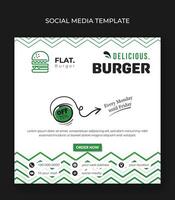 Social media post template in square white background with simple zigzag pattern for street food advertisement design vector