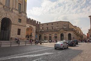 VERONA ITALY 10 SEPTEMBER 2020 Portoni della Bra an ancient and medieval door in Bra square in Verona Italy photo