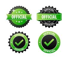 Official stickers, green and black label on white background vector
