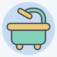 Icon Bathtub. related to Hygiene symbol. color mate style. simple design illustration vector