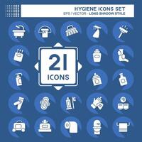 Icon Set Hygiene. related to Cleaning symbol. long shadow style. simple design illustration vector