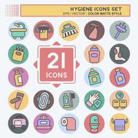 Icon Set Hygiene. related to Cleaning symbol. color mate style. simple design illustration vector