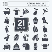 icono conjunto higiene. relacionado a limpieza símbolo. glifo estilo. sencillo diseño ilustración vector