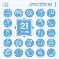Icon Set Hygiene. related to Cleaning symbol. blue eyes style. simple design illustration vector