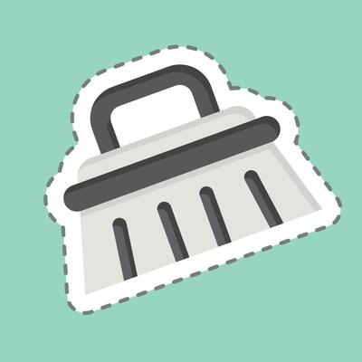 Sticker line cut Cleaning Brush. related to Hygiene symbol. simple design illustration