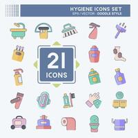 Icon Set Hygiene. related to Cleaning symbol. doodle style. simple design illustration vector