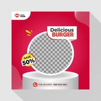 Burger food social media post template vector