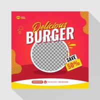 Burger food social media post template design vector