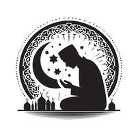 Muslim Praying silhouette. praying symbol illustration vector