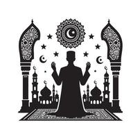 Muslim Praying silhouette. praying symbol illustration vector