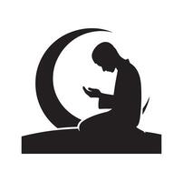 Muslim Praying silhouette. praying symbol illustration vector