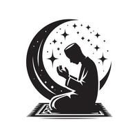 musulmán Orando silueta. Orando símbolo ilustración vector