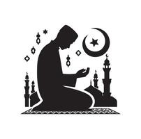 Muslim Praying silhouette. praying symbol illustration vector