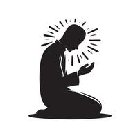 Muslim Praying silhouette. praying symbol illustration vector