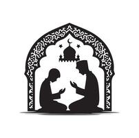 Muslim Praying silhouette. praying symbol illustration vector