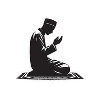 Muslim Praying silhouette. praying symbol illustration vector