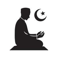 Muslim Praying silhouette. praying symbol illustration vector